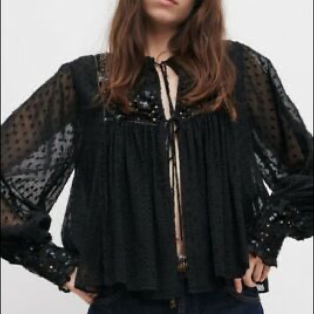 Zara Plumetis Jacket/Top with Sequins